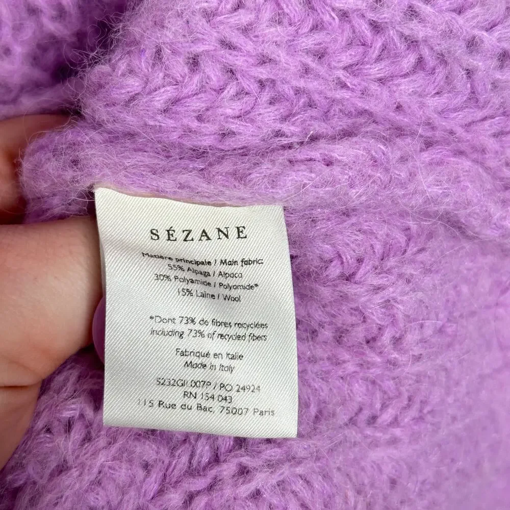 SEZANE Basile Cardigan Sweater Mauve Purple Sz XXXL $198 {245} - Picture 7 of 7